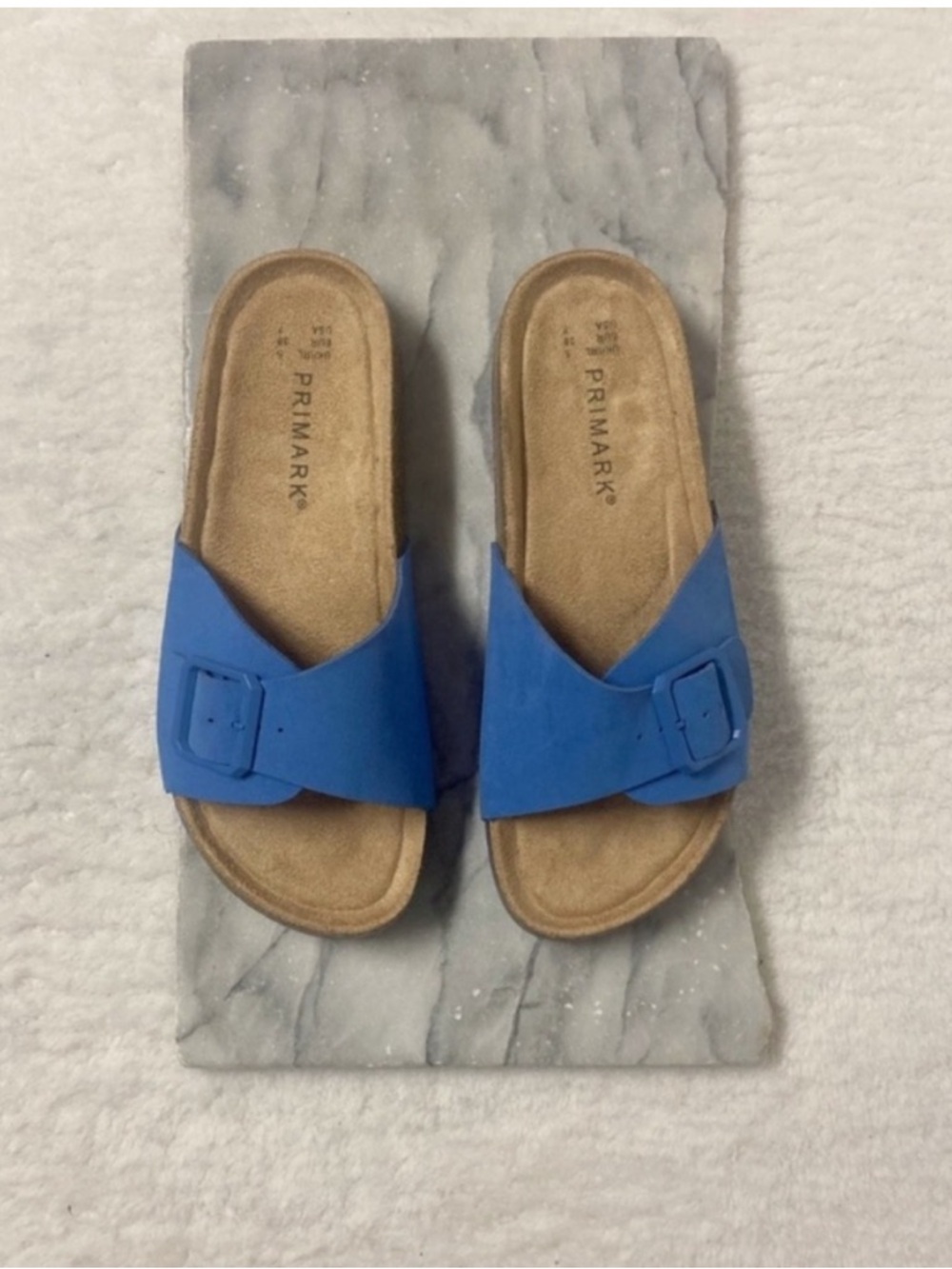 Primark Slip On Sandals Blue Faux Leather Single Buckle Strap Size 7